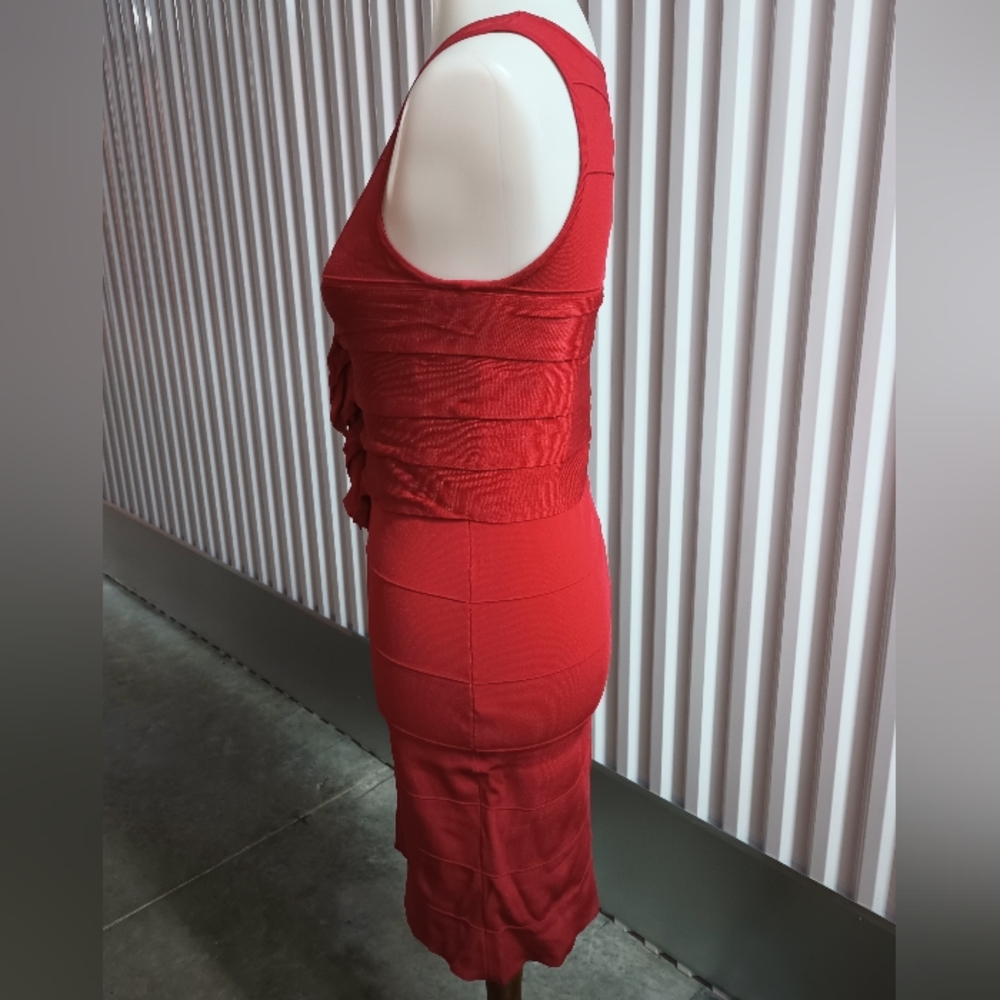 Express Red Ruffle Midi Dress - Picture 4 of 6